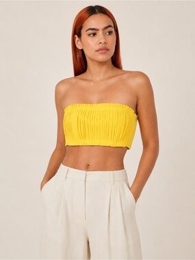 Ulla Johnson Babette Pleated Bandeau Top Sunsprite Yellow Sz 2 Runway